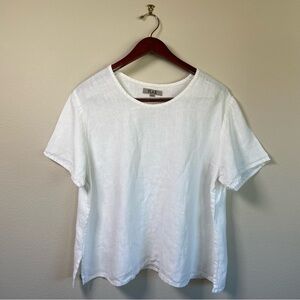 FLAX White Linen Short Sleeve Boxy Top